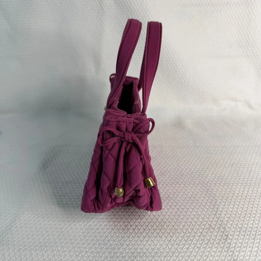 Vera Bradley Plum Purple Quilted Microfiber Handbag Satchel Tote Gold Hardware